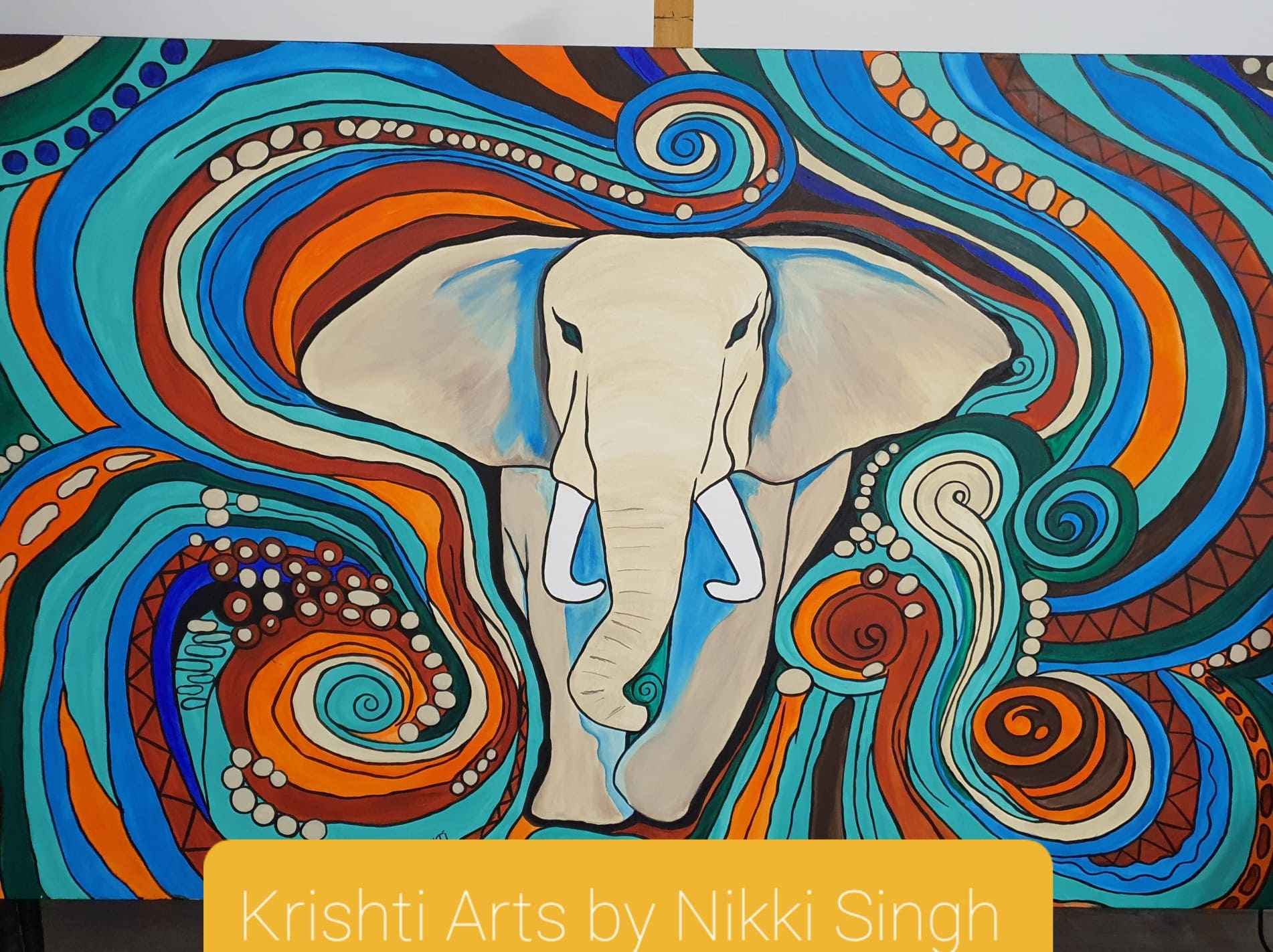 White Elephant Against a Vibrant Canvas