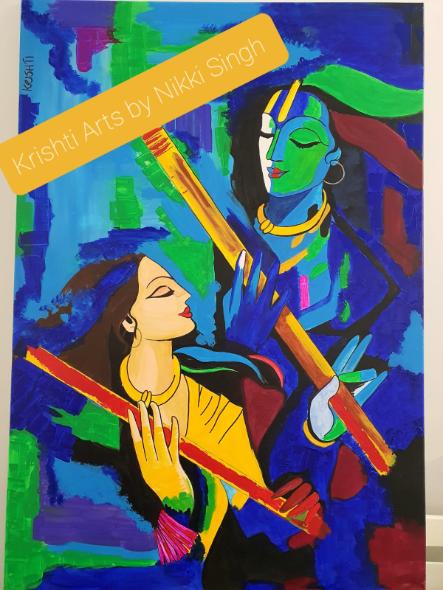 Krishna and Radha in Vibrant Colors